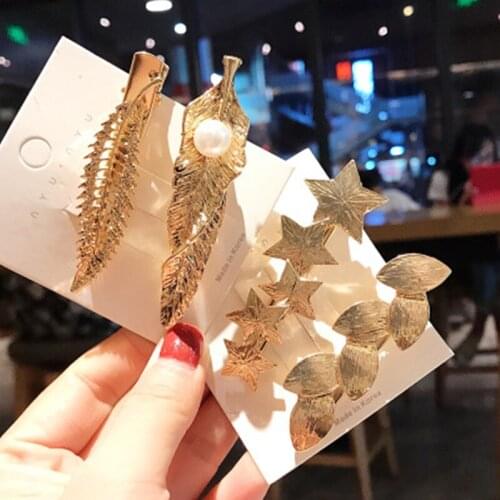 Fashion 1PC Hair Clip for Women Leaf Feather Hair Clip Metal Hairpin Hair Ornament Party Hair Styling Accessories BHCMD35 Normal