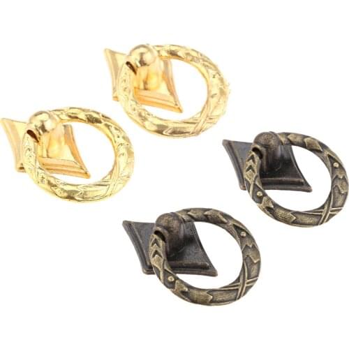 2pcs 43*21mm Ring Knobs Retro Cabinet Knobs and Handles Kitchen Drawer Cupboard Ring Pull Jewelry Box Handles