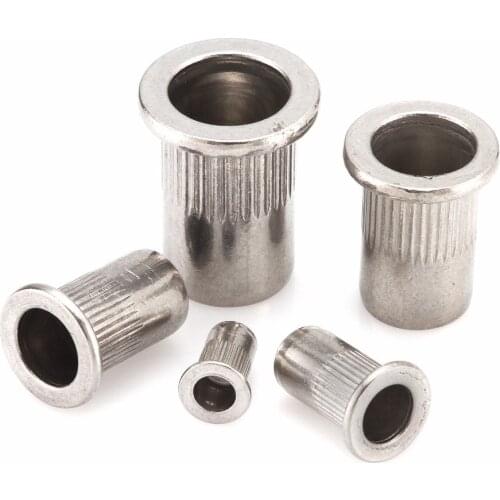 20Pcs M3 M4 M5 M6 M8 M10 M12 304 Stainless steel A2 Rivnut Flat Head Threaded Rivet Insert Nutsert Cap Rivet Nut