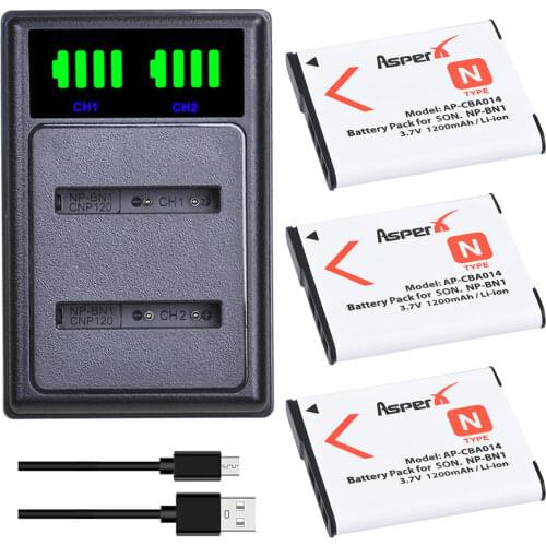 3Pcs NP-BN1 NP BN1 Batteries + LED Dual Charger with Type C Port for Sony TX9 WX100 TX5 WX5C W620 W630 W670 TX100 L10