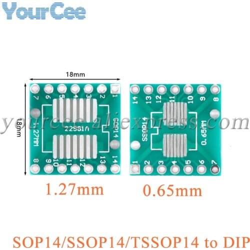 50pcs Adapter Plate SOP14 SSOP14 TSSOP14 To DIP14 Pinboard SMD 2.54mm Pin Pitch PCB Integrated Circuits