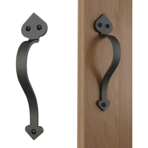 9-1/8In Matte Black Side Mount Pull Handle for Sliding Barn Door European Style