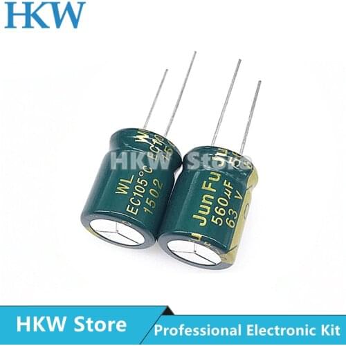 10pcs 560UF 63V 16x20mm 105 Degree 63V560UF High Frequency Low ESR / Impedance Aluminum Electrolytic Capacitor 560UF63V