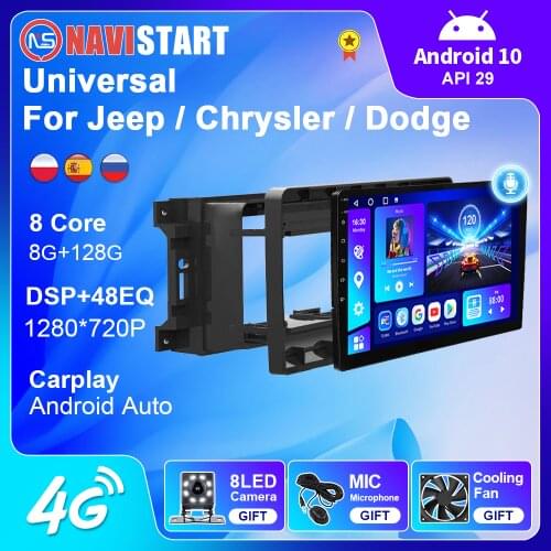 IPS Android 10 Car Radio Stereo For Jeep /Chrysler/Dodge Universal Car Radio GPS Navigation 4G WIFI DSP Carplay 2 Din DVD Player