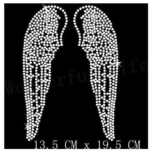 Free shipping wings design hotfix rhinestones transfer design motif bling for clothing
