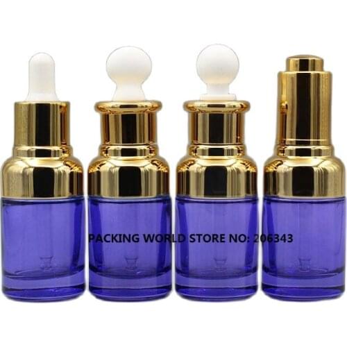 30ml purple glass dropper bottle with gold shoulder and gold collar white bulb for oil/serum/essence/liquid dropper bottle