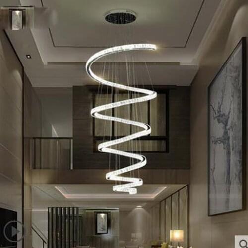 European crystal chandelier hotel villa living room modern minimalist luxury atmosphere Duplex ring hall strip lamps led fixture
