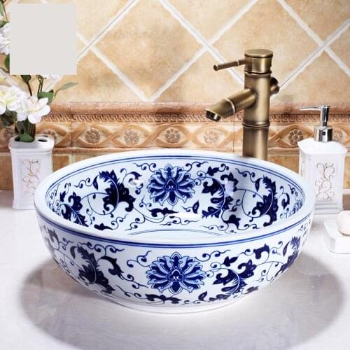 Jingdezhen Porcelain Chinese Blue And White Art Basin Washroom Washbasin hand made bathroom sinks wash basin Chinese