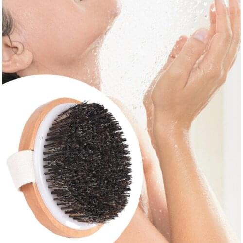 Bath Tool Comfort Massage Long Lifespan Wood Horsehair Shower Brush for Self-cleaning
