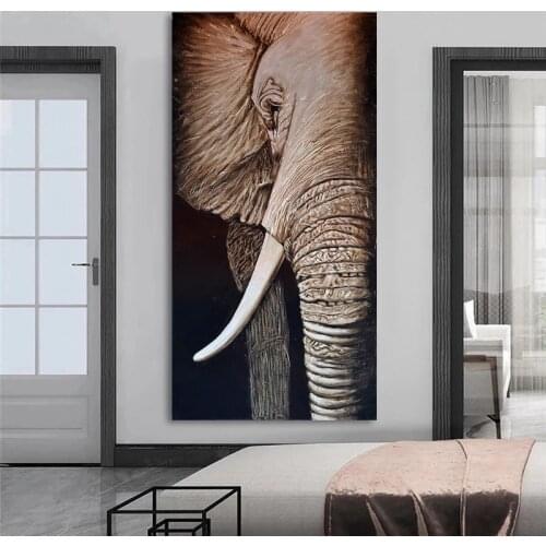 Elephant Oil Painting On Canvas Animal Wall Art Poster and Prints Modern Living Room Corridor Decorative Paintings Without Frame