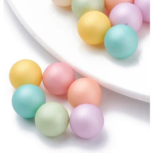 50pcs Environmental Plastic Matte Imitation Pearl Round Beads 3/5/6/8/10/14mm, High Luster,Grade A, No Hole Beads,Mix Color