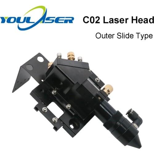 CO2 Laser Head for Dia.20mm FL 50.8/63.5mm Lens D25mm Mirror Outer Slider Type with Air Nozzle