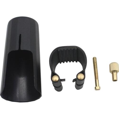 Alto Tenor Soprano Saxophone Mouthpiece PU Leather Clamp Clip + Cap Mouthpieces Sax Accessories Music Instrument
