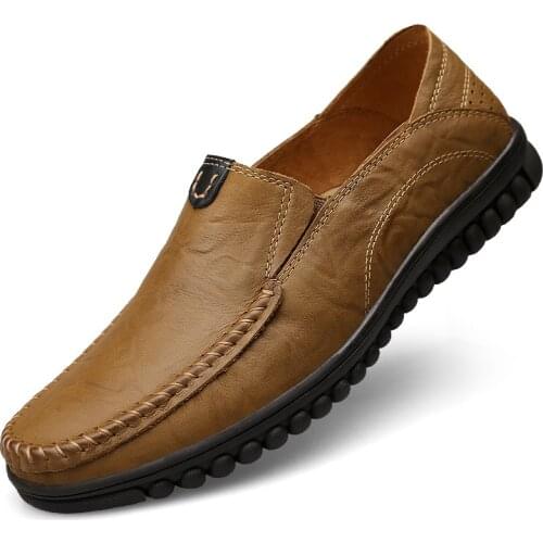 Genuine Leather Men Shoes Luxury Brand 2020 Casual Slip on Formal Loafers Men Moccasins Black Male Driving Shoes Big Size 47