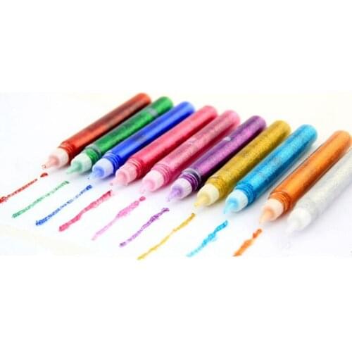10pcs Colors Glitter Powder Adhesive Set Child Paper Crafts Drawing Art Painting Liquid Glue Phone Case DIY Nail Gel Paints Pen