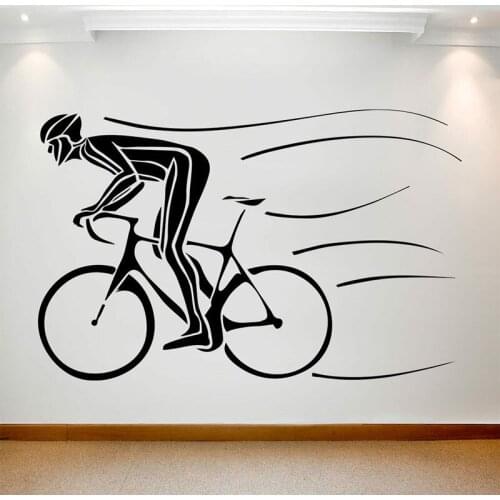 Cyclist Silhouette Wall Decal Bike Sport Field Events Vinyl Window Sticker Teens Bedroom Stadium Interior Decor Art Mural E405