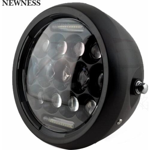 7.5 inch Motorcycle Headlight 7.5" Round Headlamp for Cafe Racer Bobber Honda 13 LED Head Light