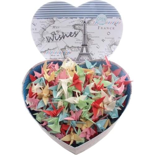 Creative 520pcs Mix Paper Origami Cranes with Gift Box Valentines Day Wedding Birthday Party Favor Baby Shower Party Supplies