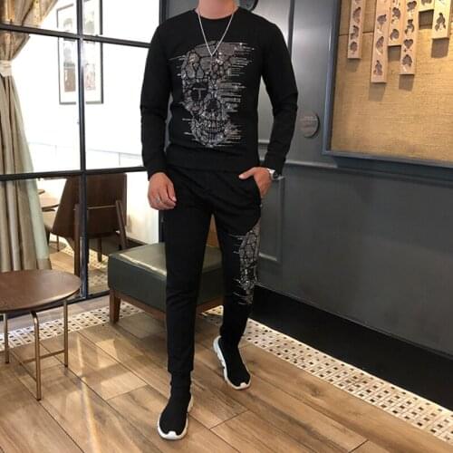 Autumn, winter, European and American high-quality DIA Slim Skull brand mens T-shirt two-piece casual mens sportswear