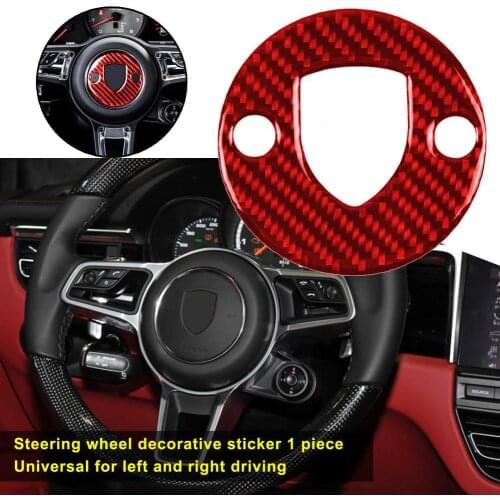 Excellent Simple Red Carbon Fiber Steering Wheel Button Frame Sticker Anti-peel Wheel Decor Trim Well Touch