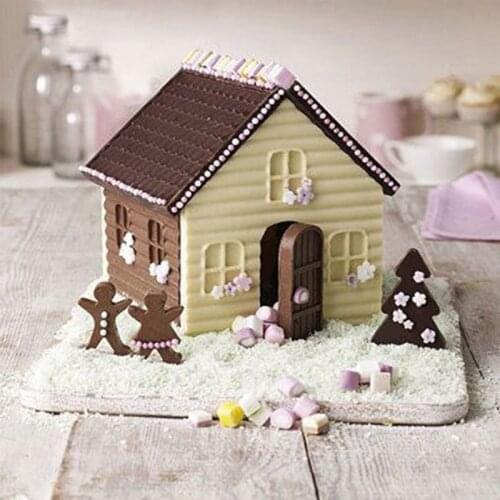 3D Christmas Chocolate Mold Gingerbread House Molds For Baking