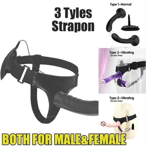Realistic Wear Penis Lesbian Masturbation PU Harness Strap On Double Dildos Adult Anal Sex Toys For Couples Women Gay Anal Plug