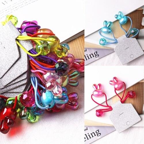 2pcs/lot Fashion Cute Ball Rabbit Hair Ring Korean Elastic Rubber Hair Bands Bunny Hair Rope Childrens Hair Accessories
