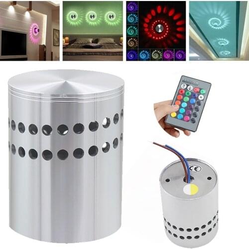 RGB Spiral Hole LED Wall Light Effect Wall Lamp With Remote Controller Colorful Wandlamp For Party Bar Lobby KTV Home Decoration