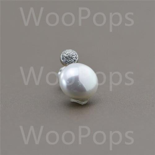 925 Silver Stud Earrings With Diamond and Pearl Minimalist Fine Jewelry Spanish Style