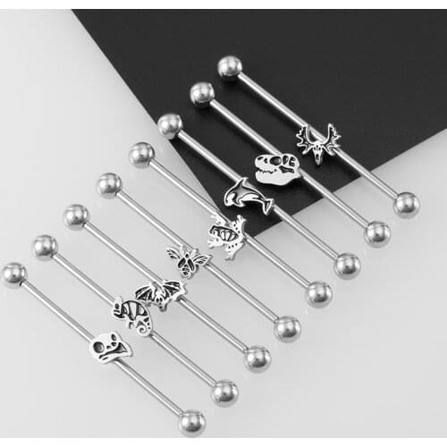 1PC 14G Surgical Steel Industrial Barbell for Women Men Industrial Piercing Cartilage Earring Piercing Jewelry 1 1/2 Inch 38mm