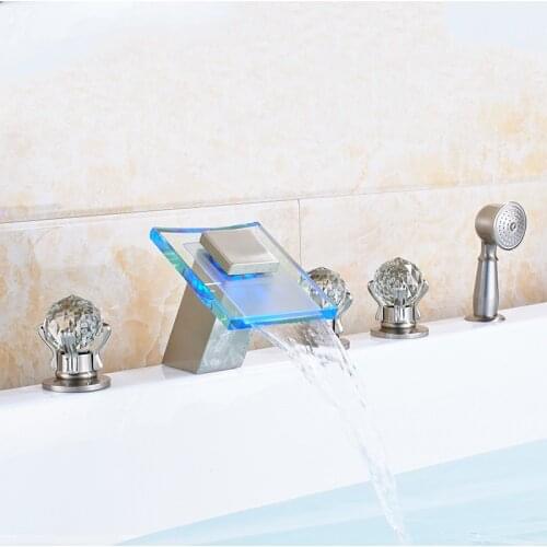 Shinesia Brushed Nickel 5pcs Bathtub Shower Faucet