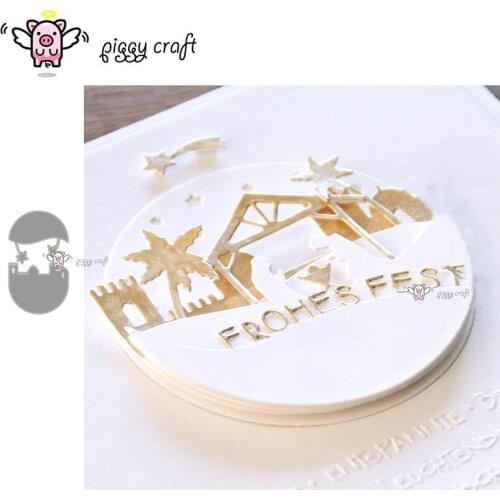 Piggy Craft metal cutting dies cut die mold Coconut house circle frame Scrapbook paper craft knife mould blade punch stencils