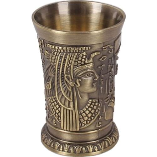 Shot Glass 1oz Metal Vintage Egyptian Chalice Creative Wine Shot Glasses Personalized Sip Glass Used for Tequila Vodka Cocktail
