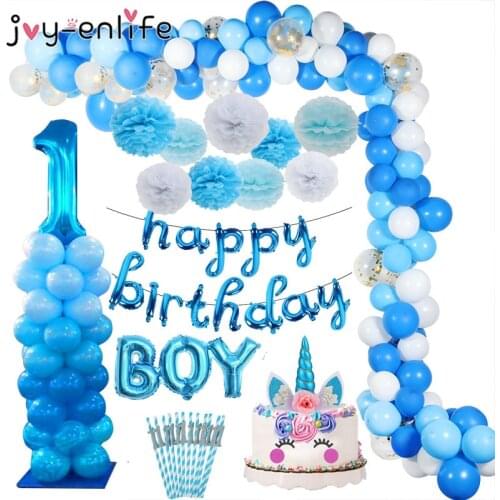 1 Years Blue Birthday Balloons Baby Shower Birthday Party Decoration Kids 1st Birthday Boy Childrens Balloons Party Supplies