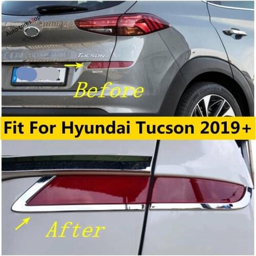 Rear Bumper Fog Lights Lamps Stripes Cover Trim ABS Chrome Exterior Refit Kit Accessories Fit For Hyundai Tucson 2019 2020