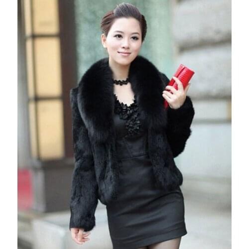 Large fox fur full pelt rabbit fur coat women short rabbit fur jacket waistcoats customize big size Wholesale free shipping