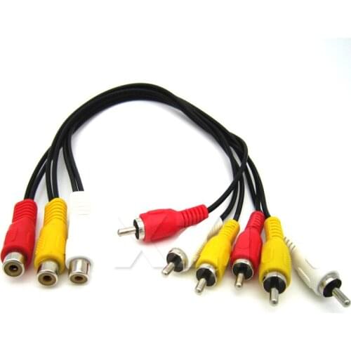 Hot Sale 30cm 3RCA Female to Dual 3RCA Male Audio and Video Splitter Cable for Media Accessory