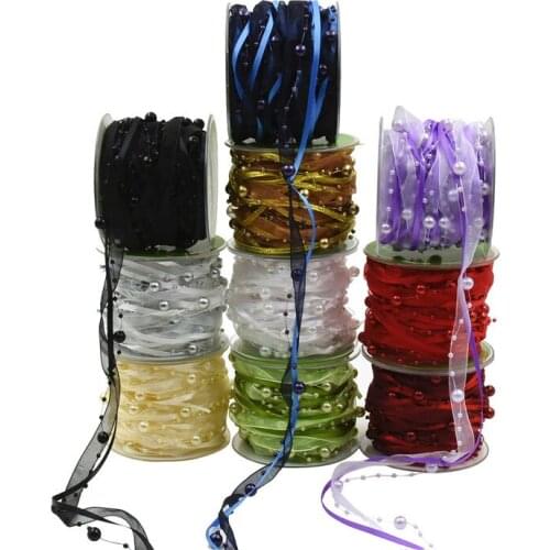 10M Decoration Chain Ribbon with bead Christmas tree decorations DIY Party Decoration Supplies Happy New Year 12 colors