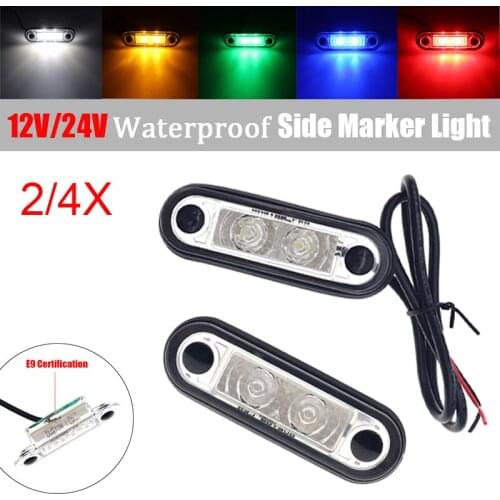 2/4x 12V/24V LED Side Marker Lights Clearance Rear Tail Brake Indicator Turn Signal Lamps Truck Trailer Tractor Van Waterproof