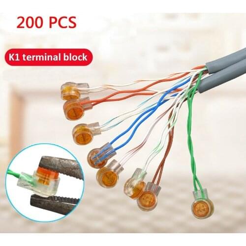 200Pcs Rj45 Connector Crimp Connection Terminals K1 Wire Connector Waterproof Easy to Operate Fast BU1875
