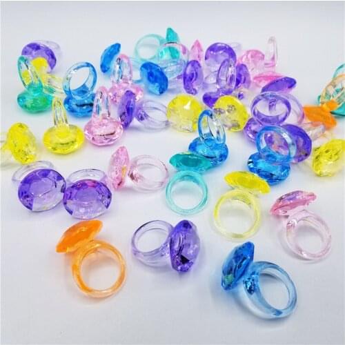 30pcs Princess Girls Finger Rings Craft Gems Toy Kids Birthday Gift Party Aquarium Crystal Diamond Party Favor Gift