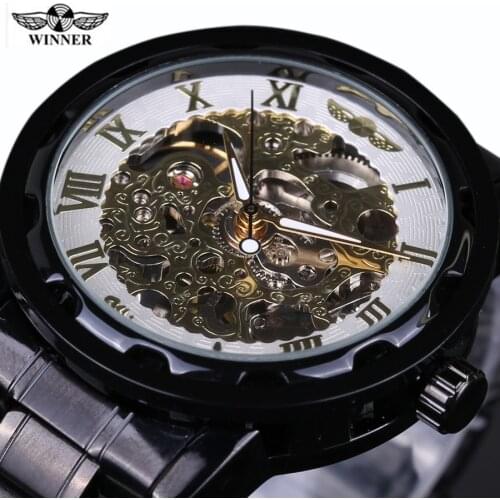 Vintage Skeleton Male Relogio Masculino Luxury Automatic Watches Analog Full Steel Casual Watch Military Men Mechanical Watch