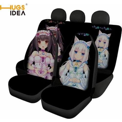 Anime Nekopara Printed Front and Back Vehicle Seat Covers for Women Durable Automobile Seat Protector Seat Covers Full Set