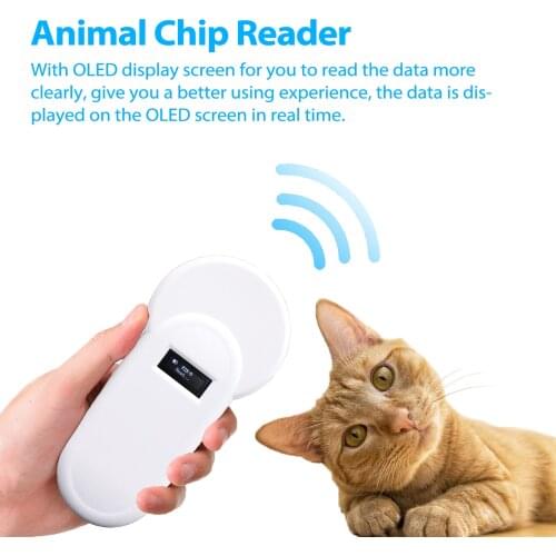 134.2KHz OLED Display Pet ID Reader Animal Chip Digital Scanner Microchip Handheld Identification FDX-B Format for Cat Dog