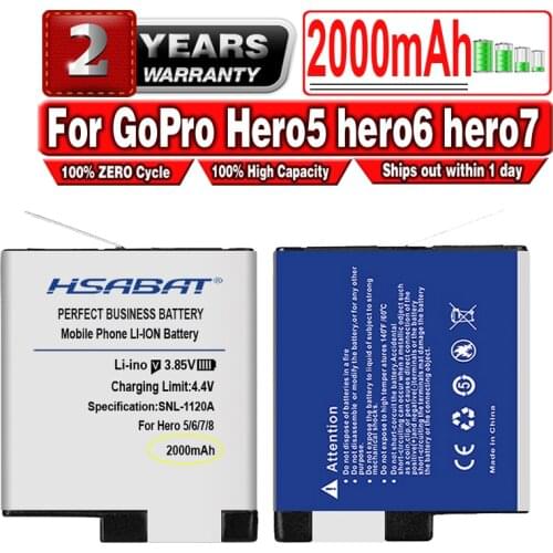 HSABAT 2000mAh AHDBT-501 High Capacity Battery for GoPro Hero 7 hero 6 hero 5 Hero5 Hero6 Hero7