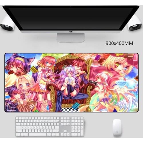 NO GAME NO LIFE Anime Gaming Mouse Pad Gamer Washable Keyboard Pads Desktop Mat Locked Edge Non-slip Durable Big Mouse-pad