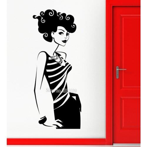 Hot Sexy Girl Wall Stickers Vinyl Decal Removable Beautiful Women Art Mural Living Room Wall Tattoo Monochrome Wallpapers LA458
