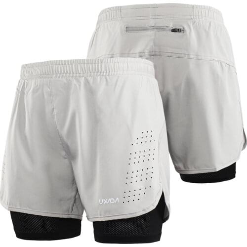Lixada Mens 2 in 1 Running Shorts Mens Sports Shorts Quick Drying Training Exercise Jogging Cycling Shorts with Longer Liner
