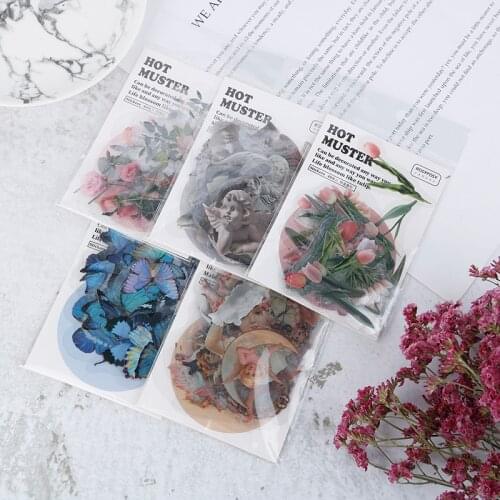 Small Fresh Transparent Stickers Butterfly Little Angel Tulip Stickers DIY Scrapbooking Albums Hand Account Diary Decorations