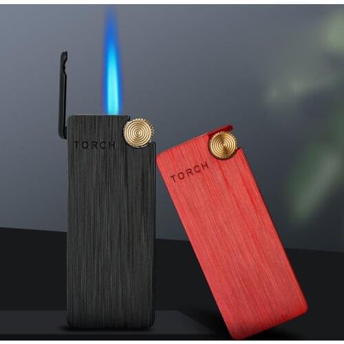 Mini Windproof Grinding wheel Refillable Butane Gas Lighter Blue Flame Jet Lighters Cigarette accessories Gadgets For Men